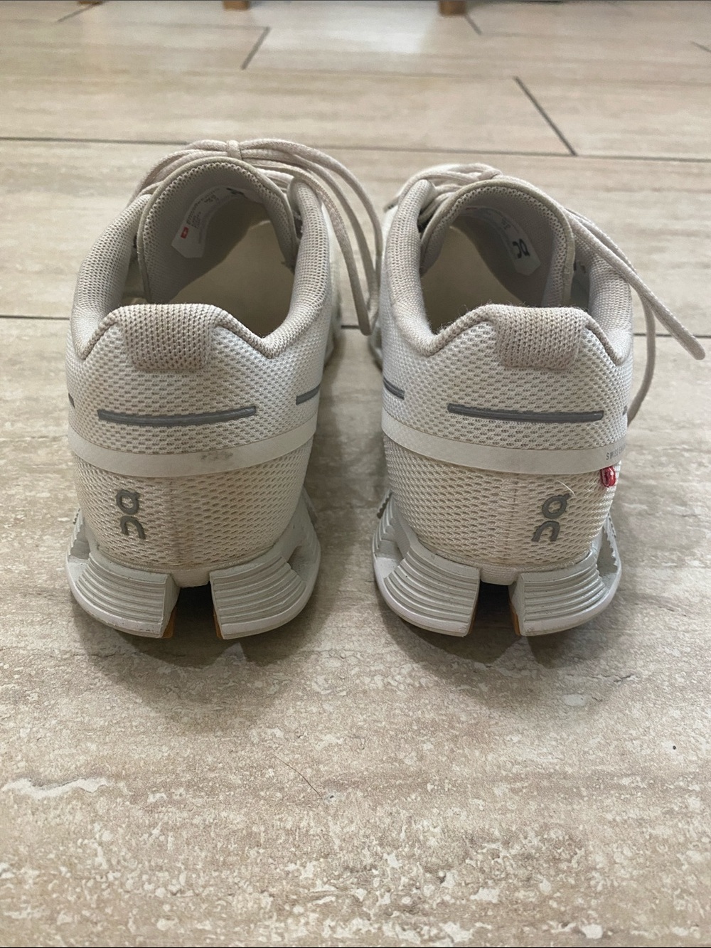 On Running Women's Athletic Shoes - White with Beige accents - Picture 4 of 11